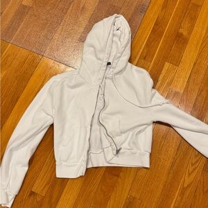 White Cropped Hoodie